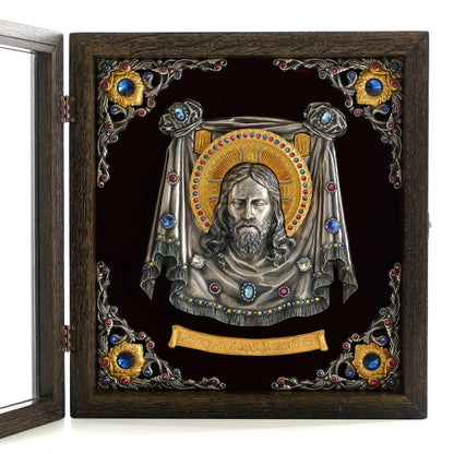 Icoana Domnului Iisus Hristos la pret de 4850 RON, basorelief, icoana, icoana cu iisus, icoana cu iisus hristos, icoana domnului iisus hristos, icoana iisus hristos, icoana iisus hristos pantocrator, icoana mahrama domnului, icoana ortodoxa, icoana sfanta mahrama a domnului, icoane, icoane iisus, icoane ortodoxe, Tablouri